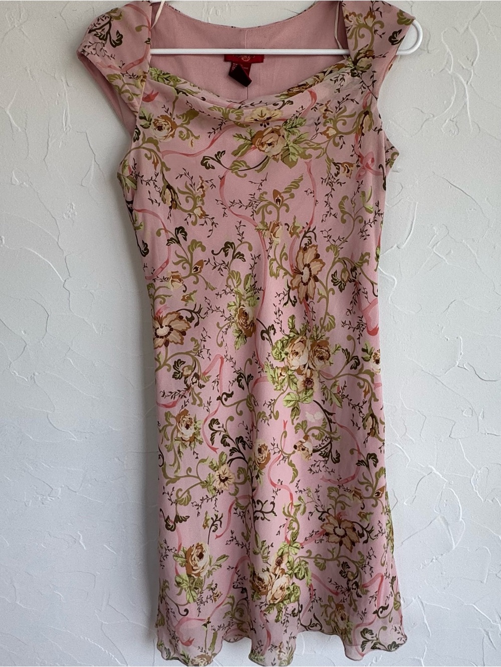 90s Y2K pink floral slip dress vintage romantic midi